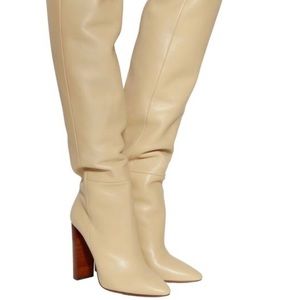 leather ysl soixante seize knee high boots
